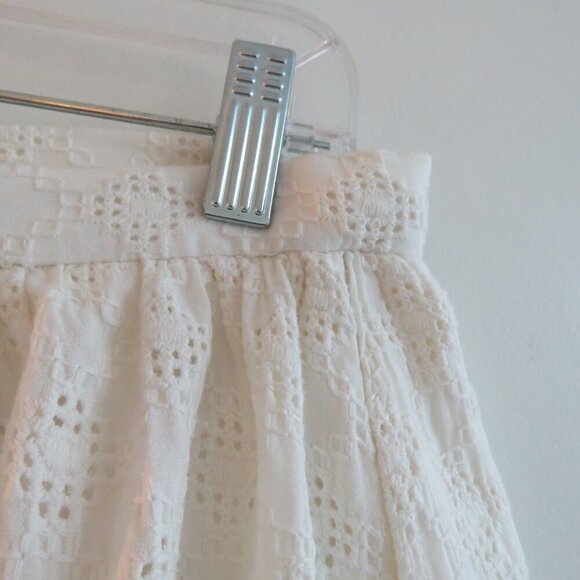BEC + BRIDGE White Eyelet Lace Midi Skirt Coastal Neutral Boho - Size US 4 - Picture 11 of 14